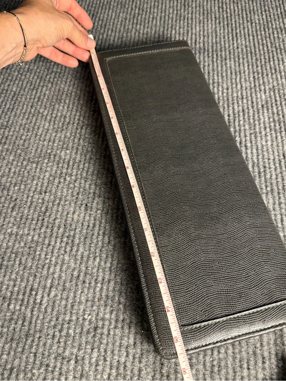 Vintage Neiman Marcus Charcoal Gray Lizard Embossed Tie Organizer West Germany